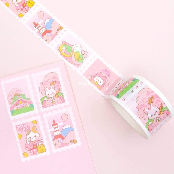 Tokyo Shojo - Cute Sakura Cherry Blossom Matsuri Stamp Washi Tape - Picture 1 of 7